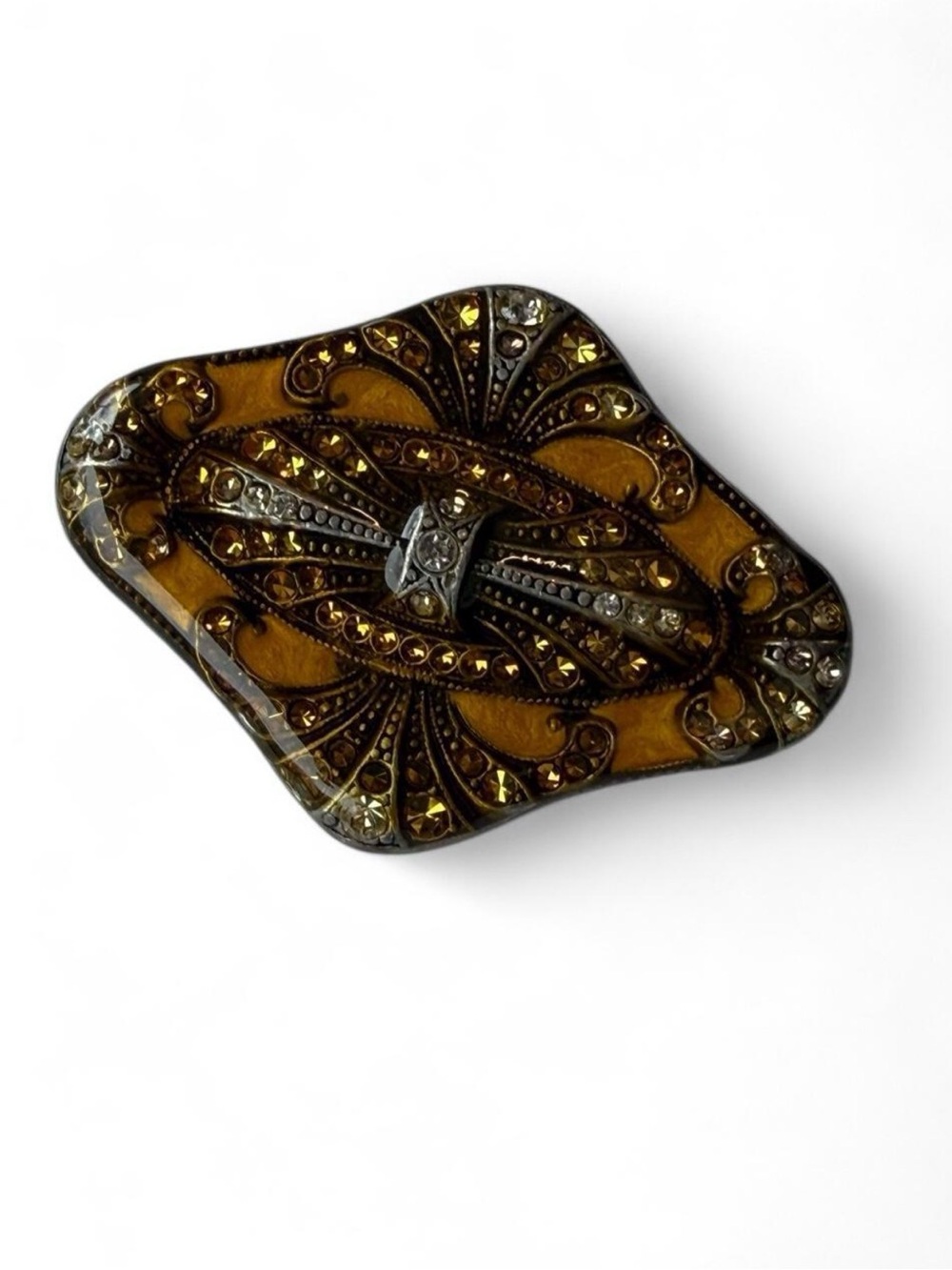 1980s Rhinestone and Silver Brooch
